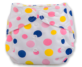 Багаторазовий підгузник з флісовою кишенею "Горошини" вага до 13 кг 30138