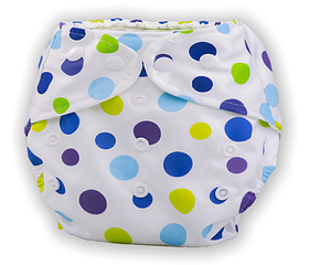 Багаторазовий підгузник з флісовою кишенею "Горошини" вага до 13 кг 30143