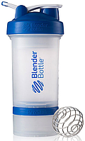 Шейкер BlenderBottle ProStak 16 oz/450 ml 3, 450 мл, прозорий із синьою кришкою/transparent with dark blue cap