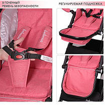 Дитяча прогулянкова коляска Bambi Рожева (A8-PINK) з футкавером, фото 2