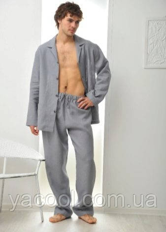Мужская льняная пижама, одежда для медитации, домашняя льняная одежда для мужчины. - фото 3 - id-p520308895