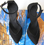 Mante! Гарні жіночі замшеві босоніжки туфлі весна літо осінь чорні класичні модельні туфлі, фото 2