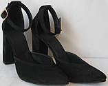 Mante! Гарні жіночі замшеві босоніжки туфлі весна літо осінь чорні класичні модельні туфлі, фото 5