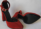 Mante! Гарні жіночі шкіряні босоніжки туфлі підбор 10 см весна літо червоні замшеві туфельки, фото 4