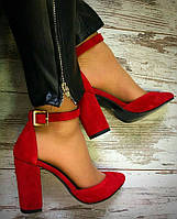 Mante! Красивые женские кожаные босоножки туфли каблук 10 см весна лето красные классические замшевые туфельки