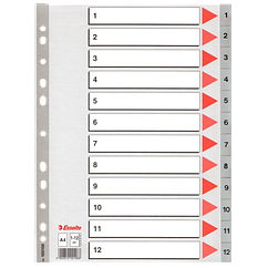 Роздільники пластикові з ПП, цифрові A4 Esselte, 1-12