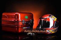 Кофр багажник красный железный с шлемом