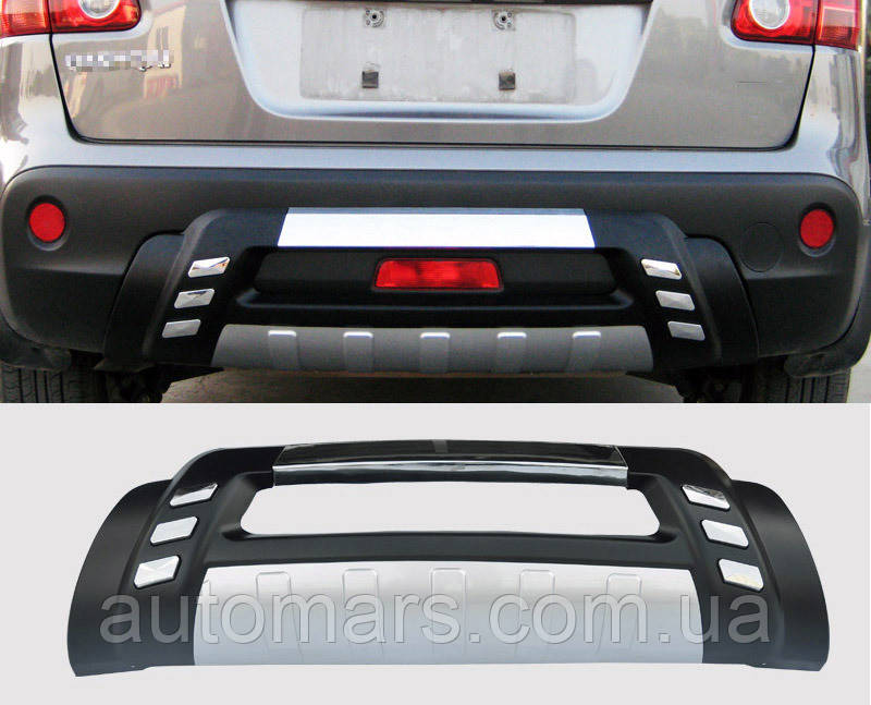 Задний диффузор V2 (серый пластик) для Nissan Qashqai 2010-2014 гг, фото 1