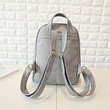 Рюкзак жіночий матовий Кіт з клатчем (сірий), фото 5