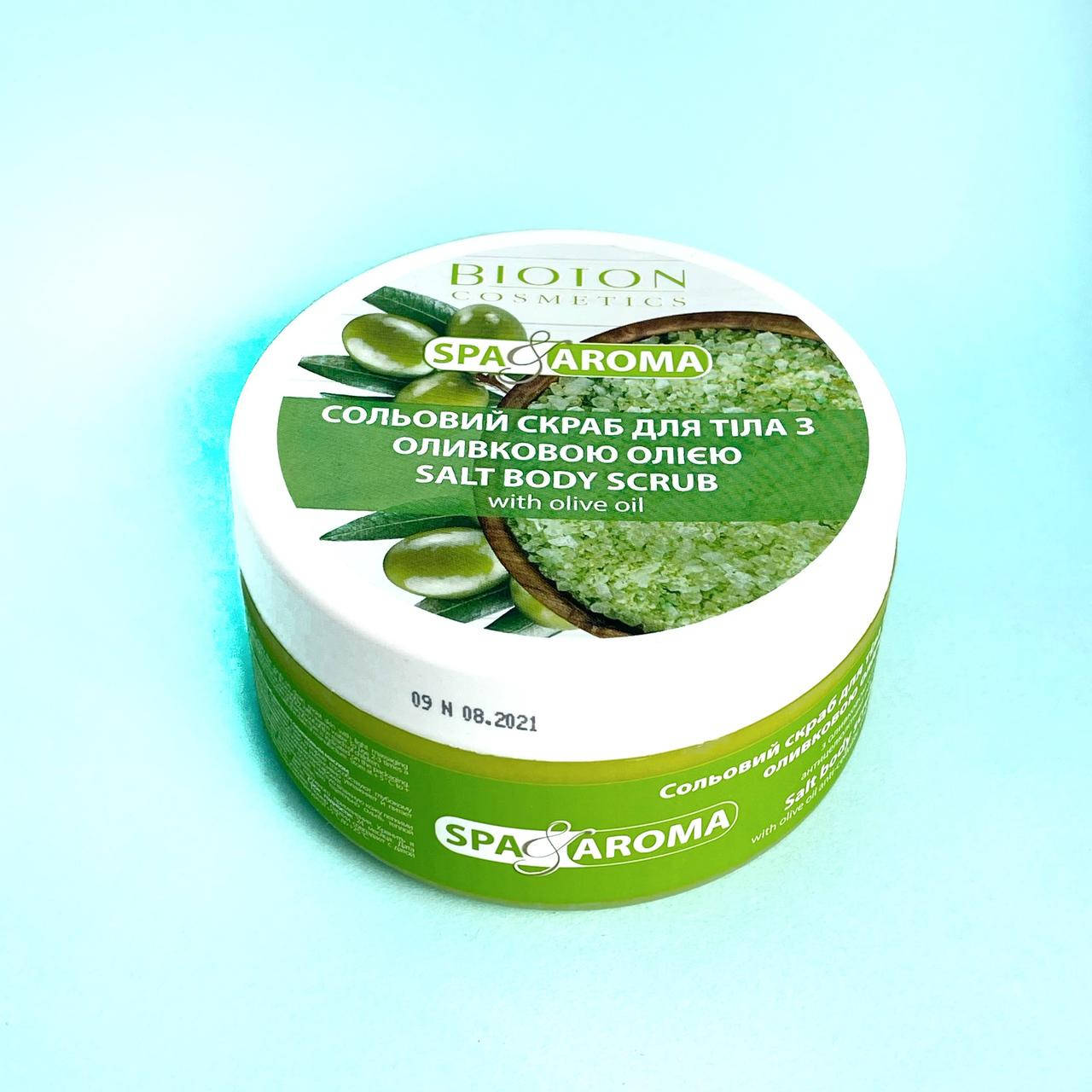 

Солевой скраб для тела с оливковым маслом ТМ «Spa&Aroma» Bioton Cosmetics