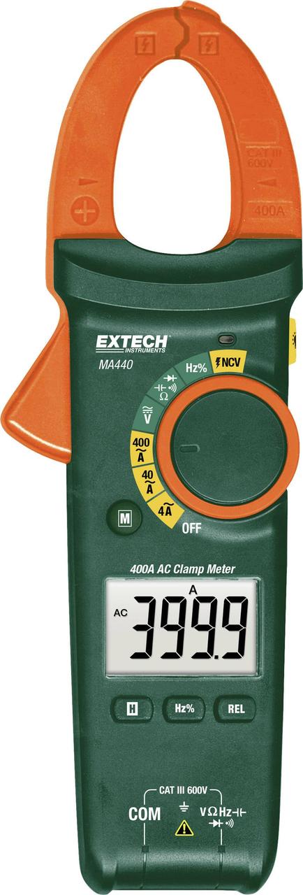Мультиметр Extech MA440, клещевой измеритель, цифровой измерительный кабель, CAT III 600 В, количество отсчетов на дисплее: 4000