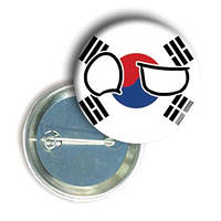 Закатной круглый значок - смайлик "Южная Корея"