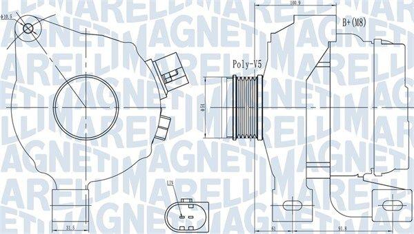 Генератор для VOLVO S80 2 (124) 2006-2016 MAGNETI MARELLI #MQA2001, фото 1