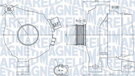 Генератор для VOLVO S80 2 (124) 2006-2016 MAGNETI MARELLI #MQA2001