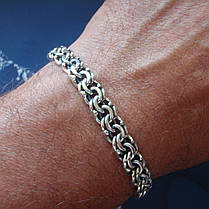 Срібний чоловічий браслет, 215 мм, 30 грамів, плетіння Бісмарк, фото 3