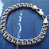 Срібний чоловічий браслет, 235мм, 29,4 грам, плетіння Бісмарк, фото 3