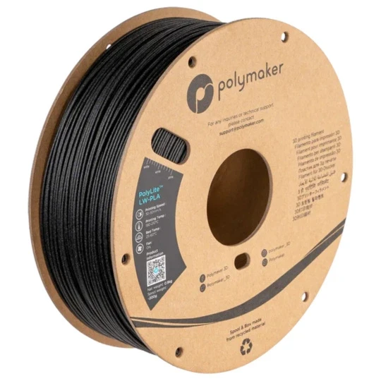 Нить Polymaker PolyLite LW-PLA 1,75 мм 0,80 кг - черная, фото 1