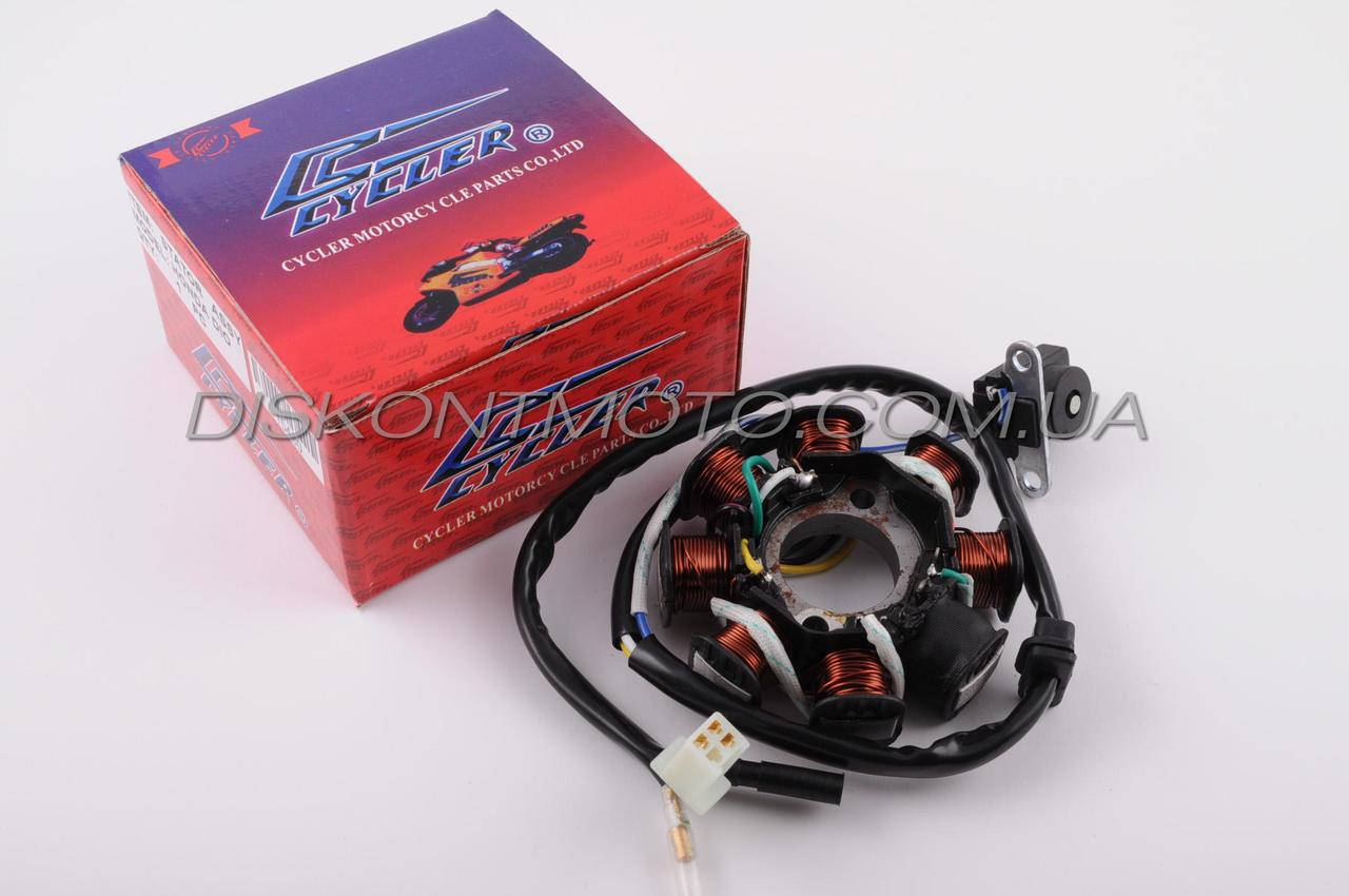 

Статор генератора 4T китайский скутер GY6 125/150 (152QMI 157QMJ) (7+1 катушек) CYCLER