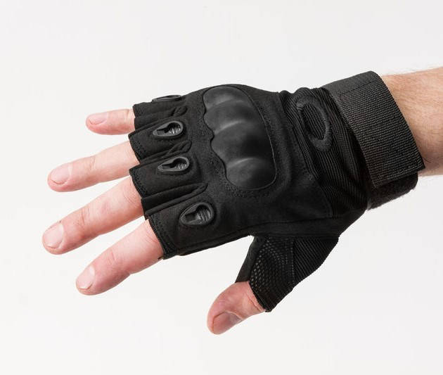 

Перчатки тактические Oakley черные беспалые демпфер
