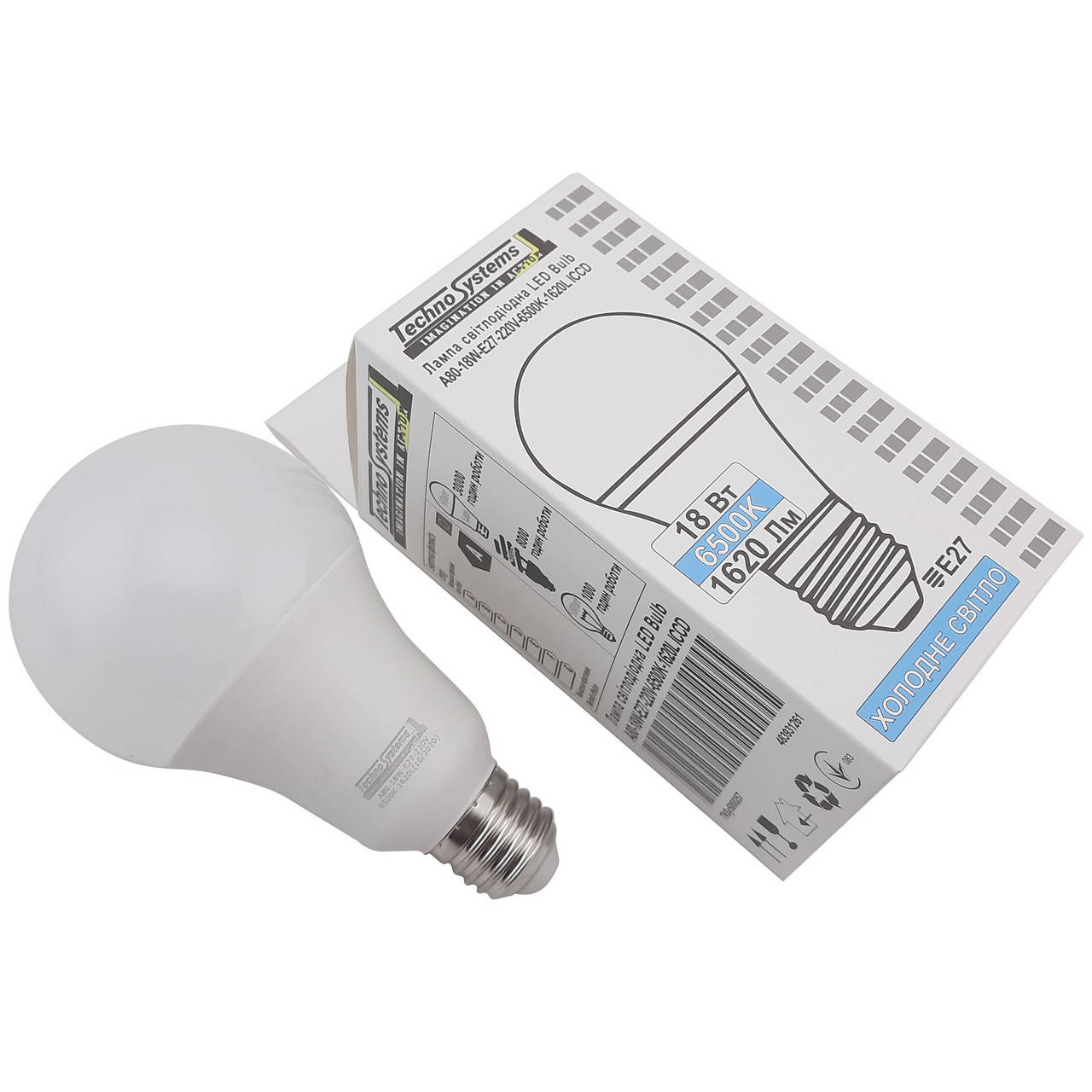 

Лампа светодиодная LED Bulb A80 18W E27 220V 6500K 1620L ICCD (шар) TNSy