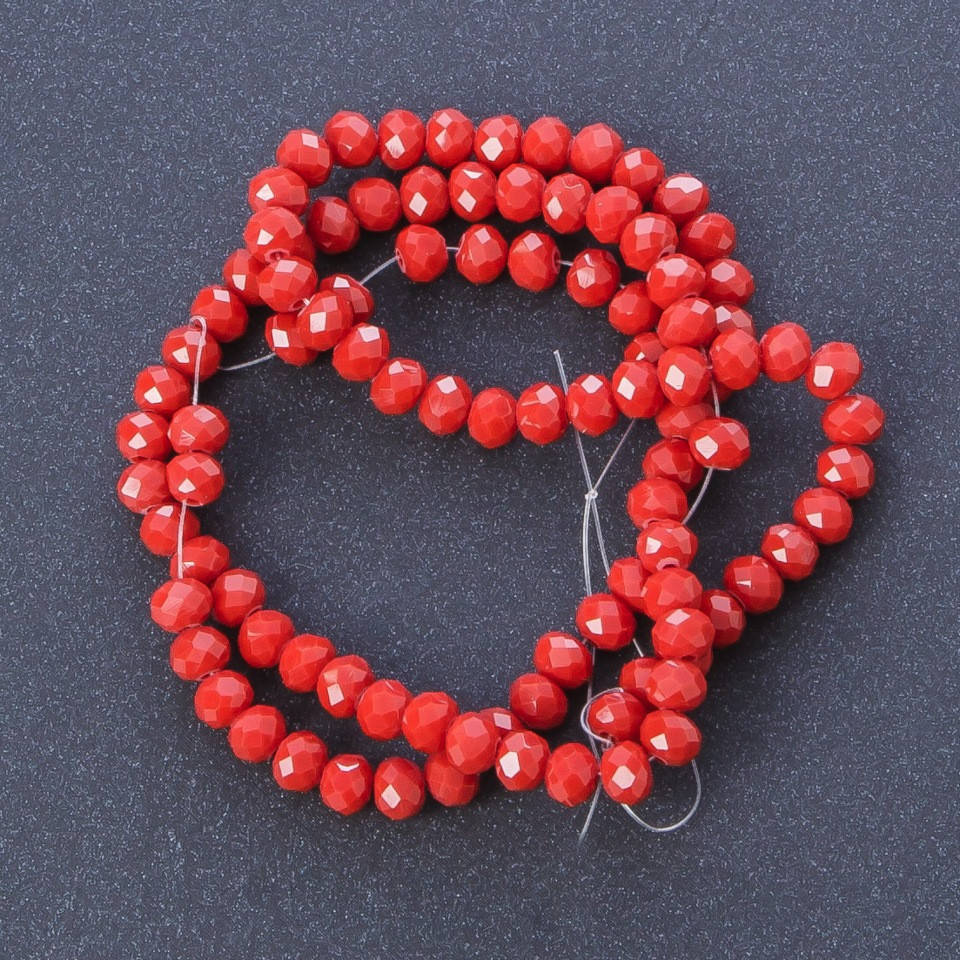 

Бусины "рондель" хрустальные на нитке (стекло) непрозрачное цвет красно коричневый L -40см d-6мм