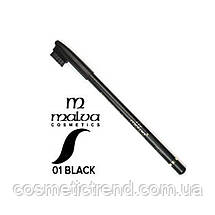 Олівець для брів водостійкий зі щіточкою M-400/01 чорний (black) Malva cosmetics (розподавання), фото 2