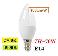Світлодіодна лампа 7W E14 LED Feron LB-197 2700К/4000К C37 свічка
