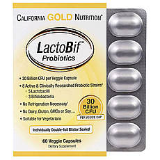 California Gold Nutrition, Пробіотики LactoBif, 30 млрд ДЕЩО, 60 овочевих капсул, офіційний сайт