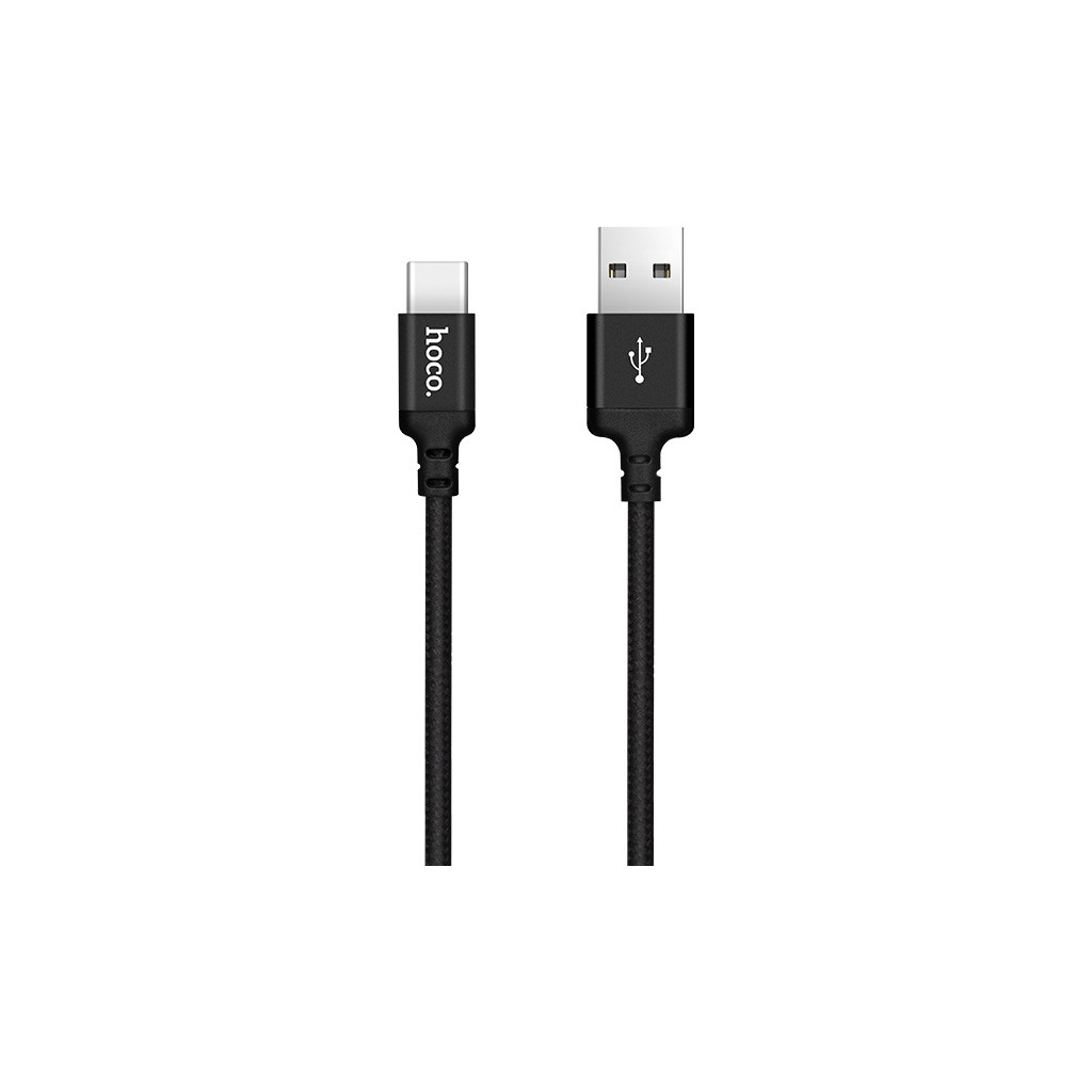 Дата кабель USB 2.0 AM to USB-C 2.0m 2A nylon X14 black HOCO (6957531062929) (q798548), фото 1