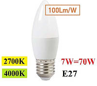 Светодиодная лампа 7W E27 LED Feron LB-197 2700К/4000К C37 свеча