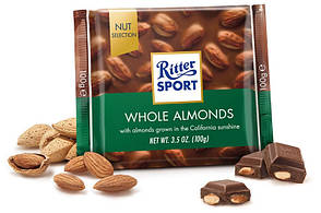 Шоколад RITTER SPORT WHOLE ALMONDS ( цілісний мигдаль) Німеччина 100г