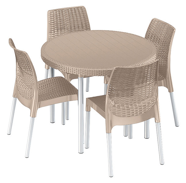 Комплект садових меблів Jersey set стіл + 4 стула пластик Бежевий (Time Eco TM)