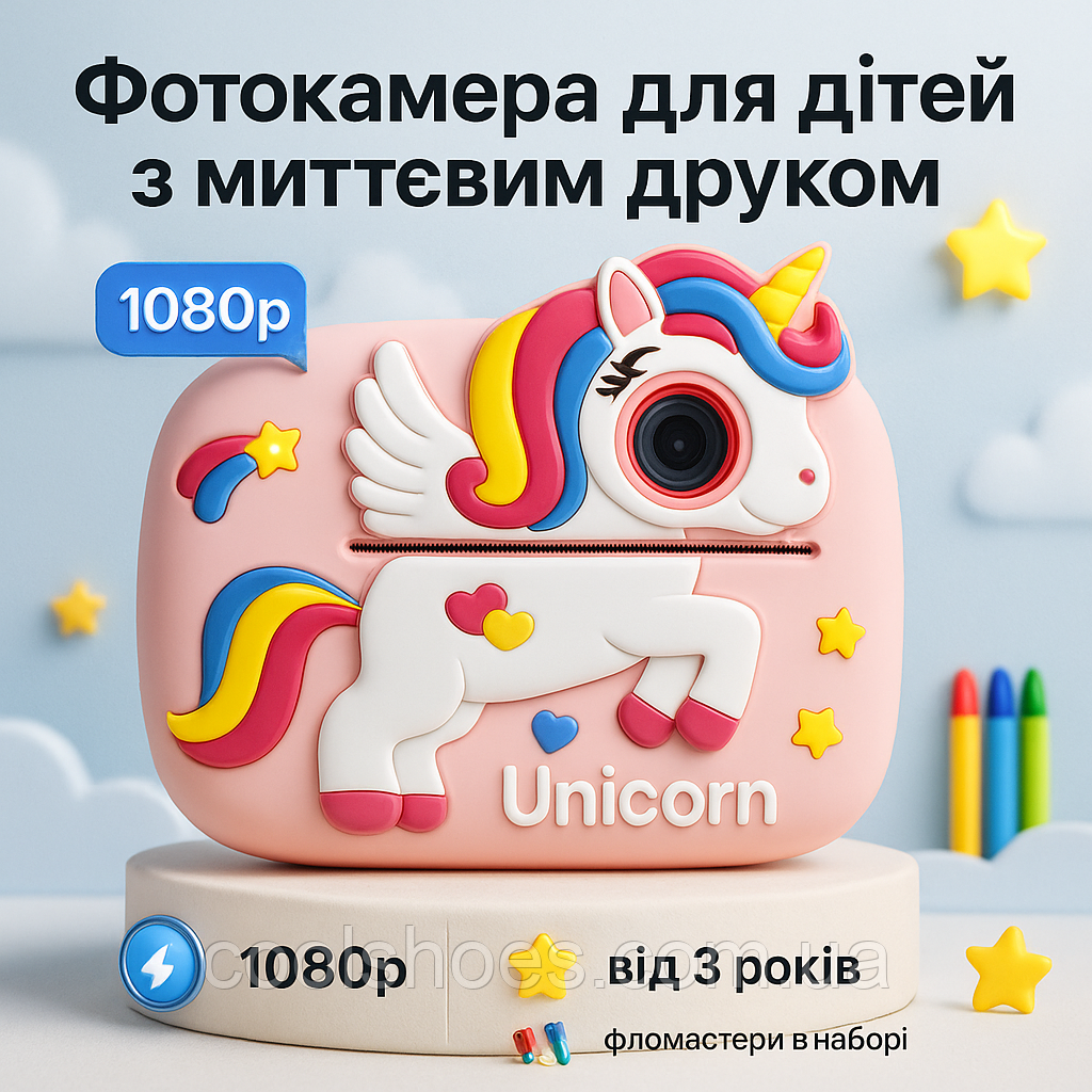 Камери миттєвого друку D1-A Pink, Креативний дитячий фотоапарат з інста-друком, Фотоапарат для діток IL-21
