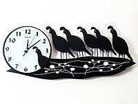 Часы настенные фигурные Шесть птиц 54х25х5 см Чёрный Белый (11233)