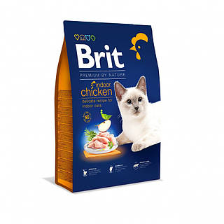 Корм сухой Brit Premium Cat by Nature Indoor для взрослых домашних котов с курицей 8 кг