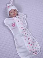 Євро пелюшка кокон з шапочкою на блискавці для новонароджених дівчаток"Princess"