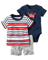 Комплект-трійка - топ, боді, шорти - Капітан Краб 3М (55-61 см, 3.6 - 5.7 кг)