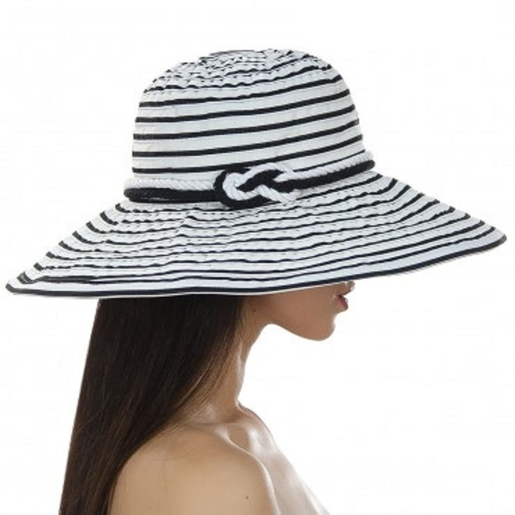 Шляпа красная женская в полоску с моделируемыми полями - фото 4 - id-p705793814