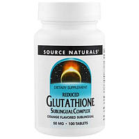 Source Naturals, Восстановленный глутатион, подъязычный комплекс, с вкусом апельсина, 50 мг, 100 таблеток