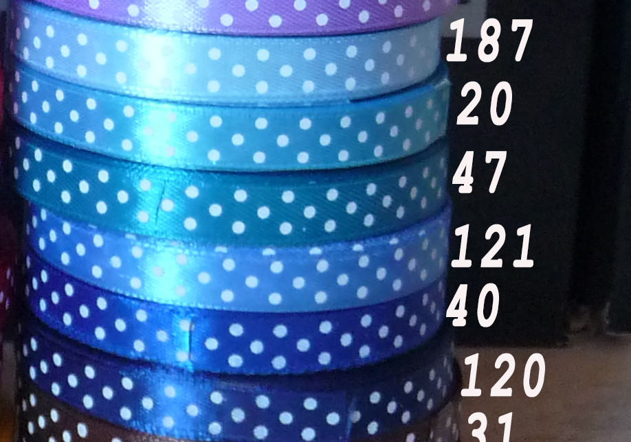 Стрічка атласна в горох колір №120 шириною 1 см, фото 1