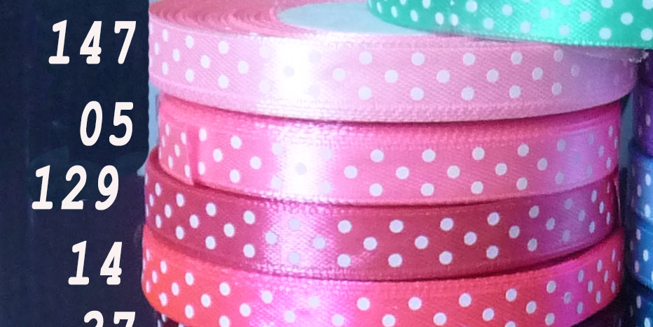 Стрічка атласна в горох колір No05 завширшки 1 см, фото 1