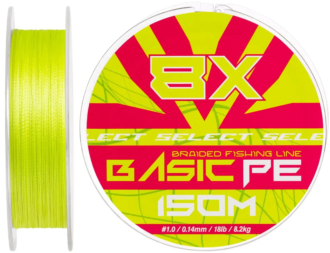 Шнур Select Basic PE 8X Light Green 150m #1.0/0.14mm 18lb/8.2kg (129361) 1870.31.39, фото 1
