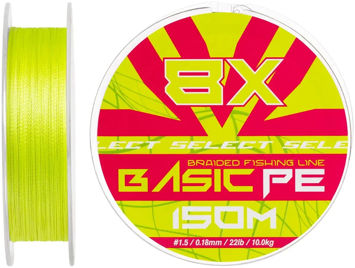 Шнур Select Basic PE 8X Light Green 150m #1.5/0.18mm 22lb/10kg (129363) 1870.31.41, фото 1