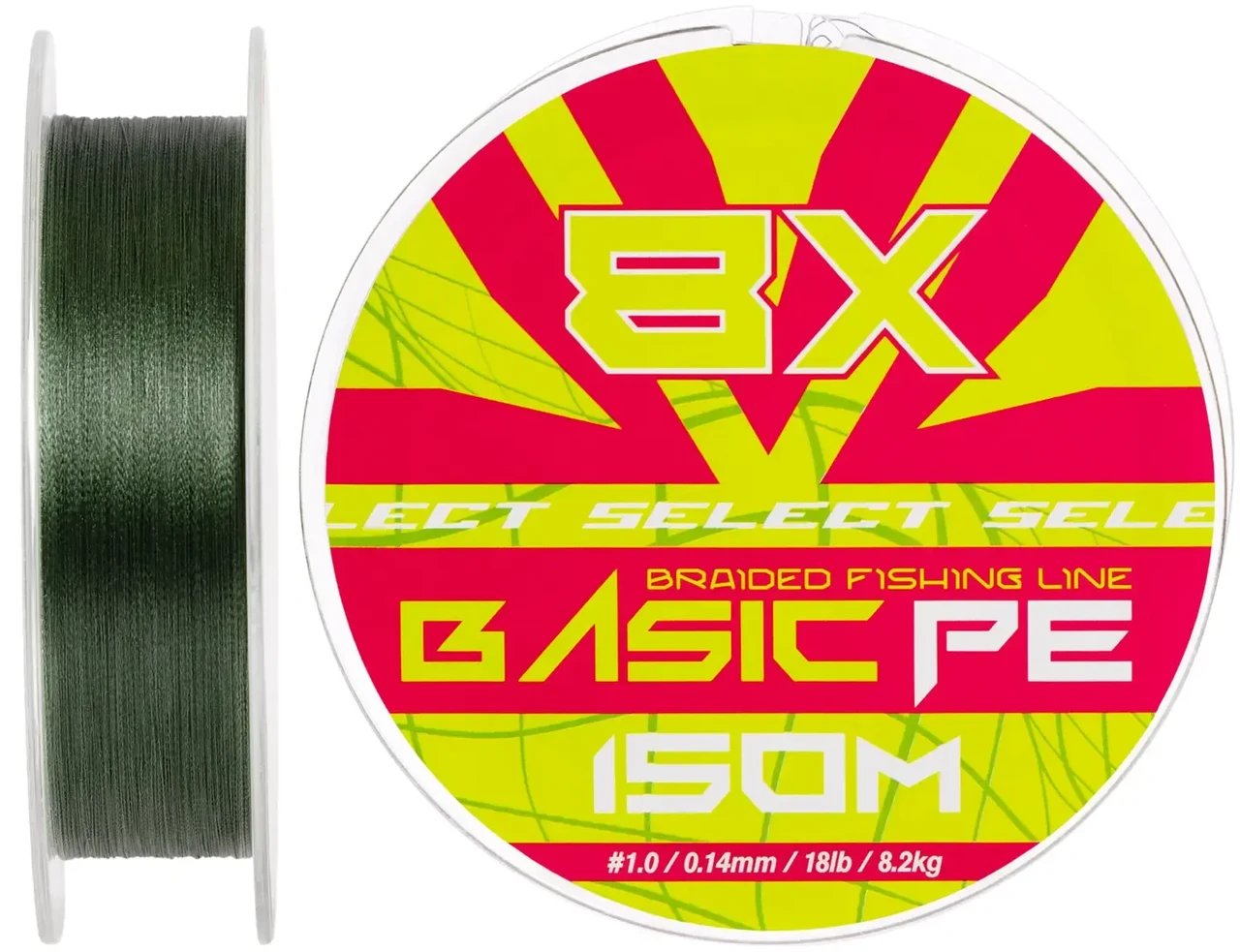 Шнур Select Basic PE 8X Green 150m #1.0/0.14mm 18lb/8.2kg (129366) 1870.31.34, фото 1