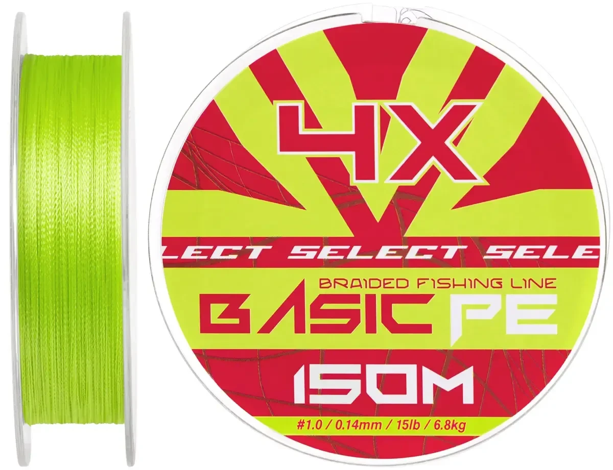 Шнур Select Basic PE 150m (салат.) 0.14mm 15lb/6.8kg (99258) 1870.18.14, фото 1
