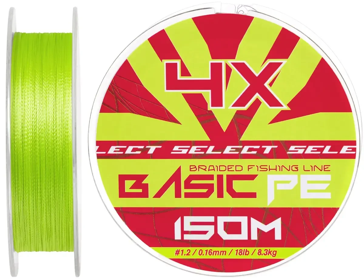 Шнур Select Basic PE Light Green 150m 0.16mm 18lb/8.3kg (99259) 1870.18.15, фото 1
