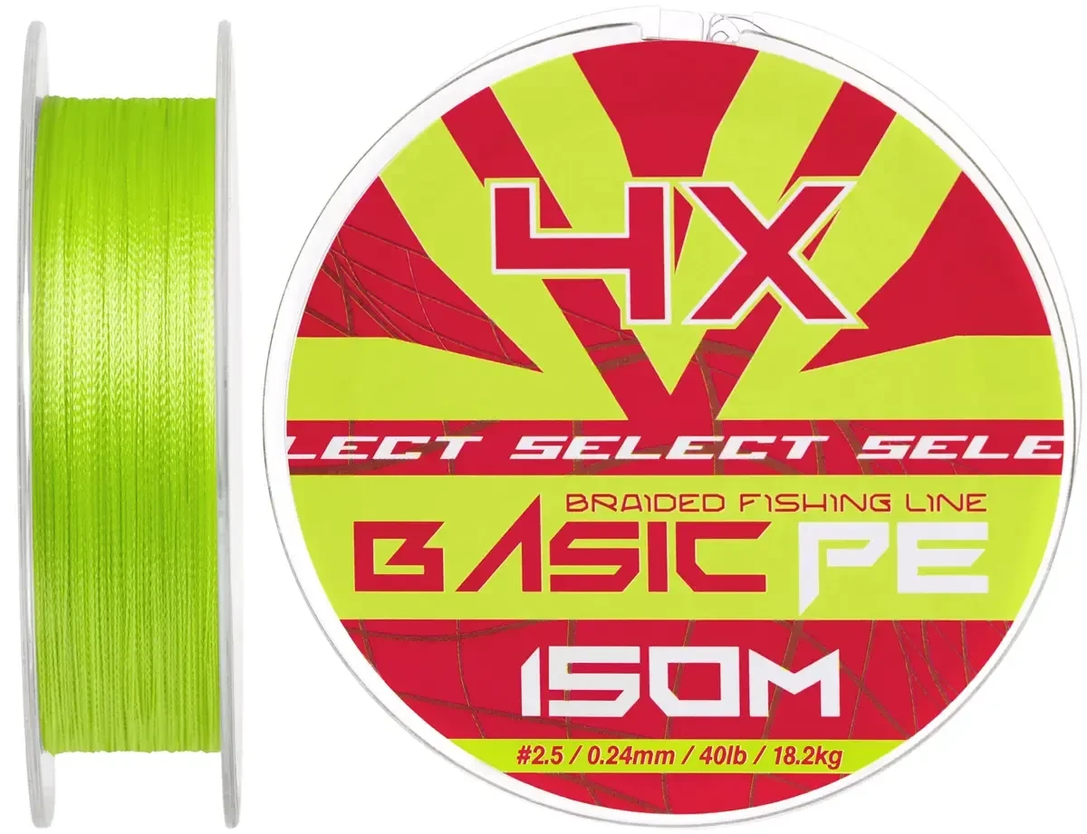Шнур Select Basic PE Light Green 150m 0.24mm 40lb/18.2kg (99263) 1870.18.70, фото 1