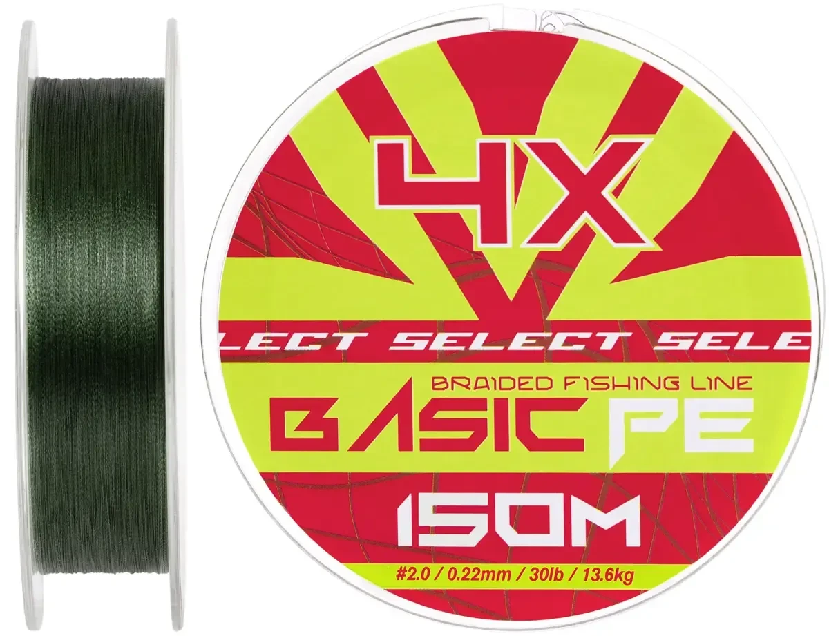 Шнур Select Basic PE Green 150m 0.22mm 30lb/13.6kg (99274) 1870.18.72, фото 1