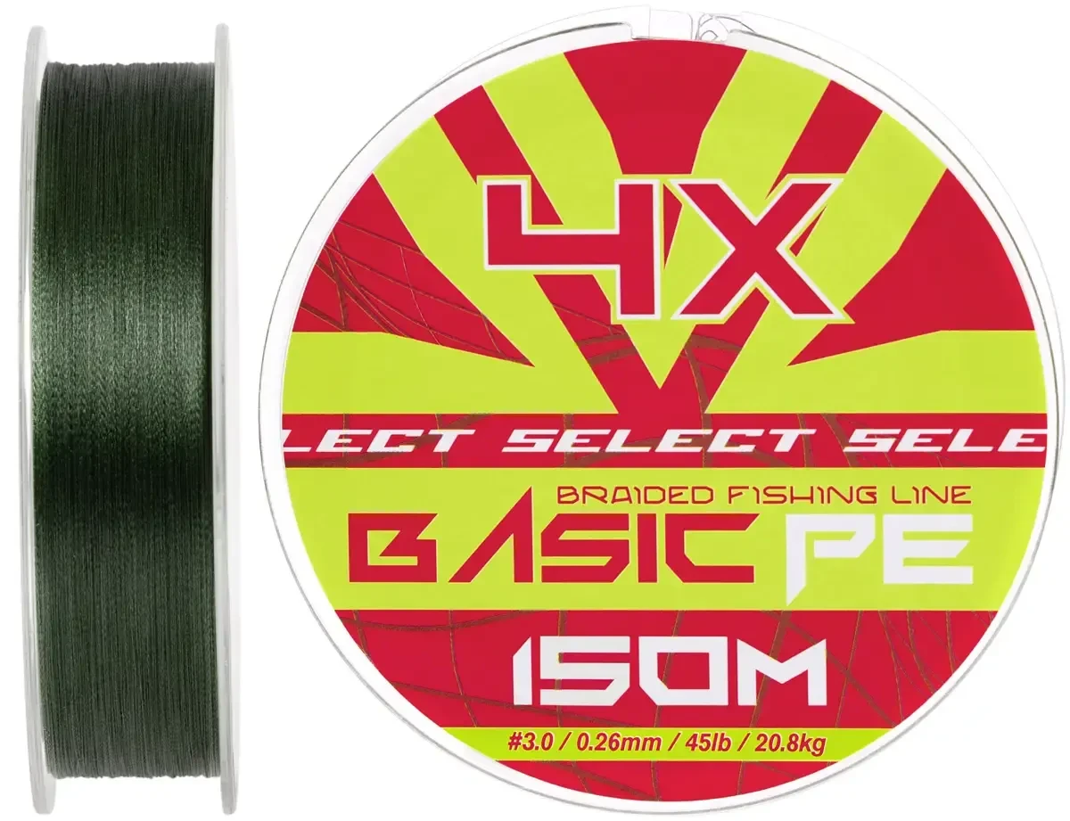 Шнур Select Basic PE Green 150m 0.26mm 45lb/20.8kg (99276) 1870.18.74, фото 1