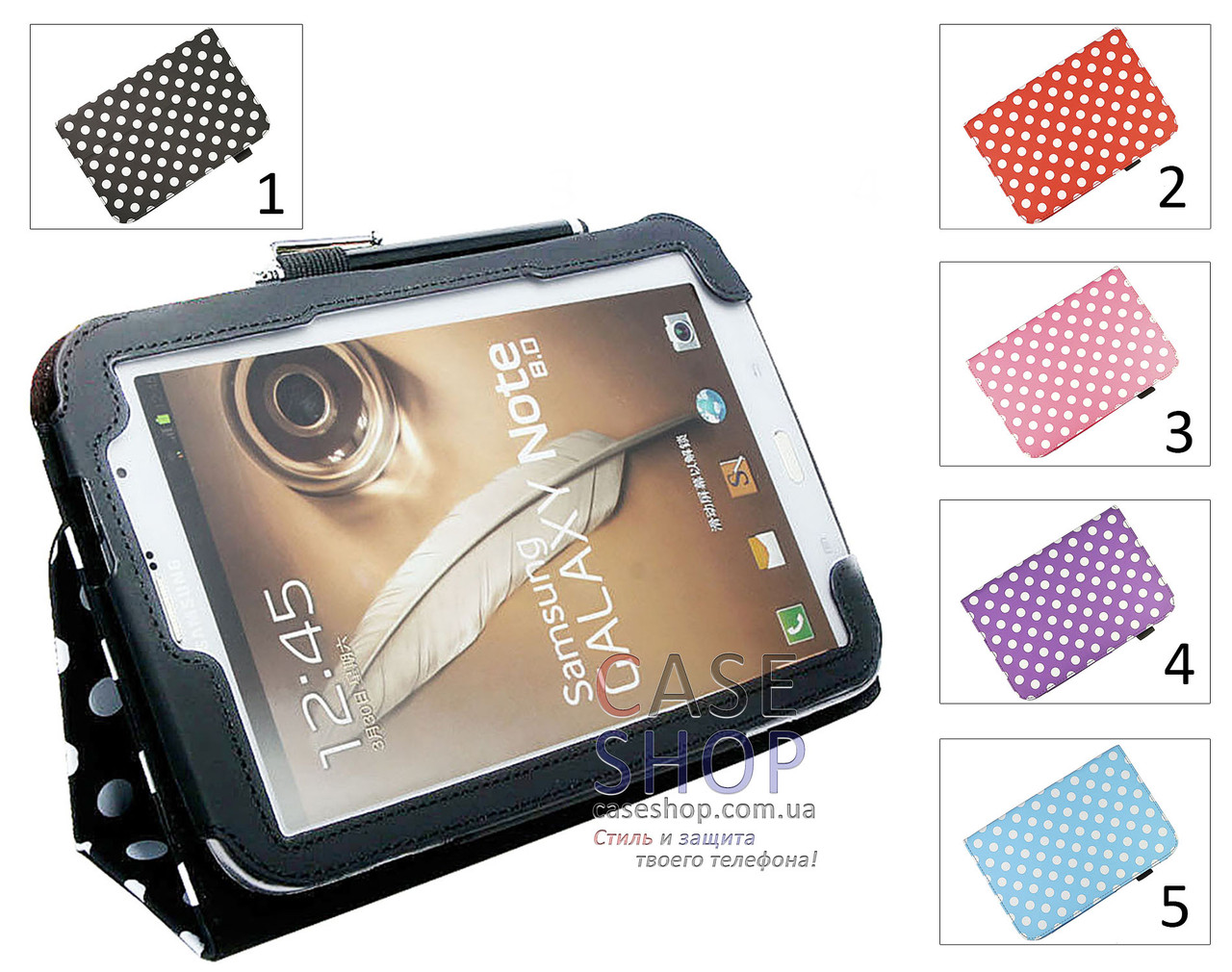 Откидной чехол для Samsung Galaxy Note 8.0 n5100 с рисунком "Горошек" - фото 1 - id-p34978774
